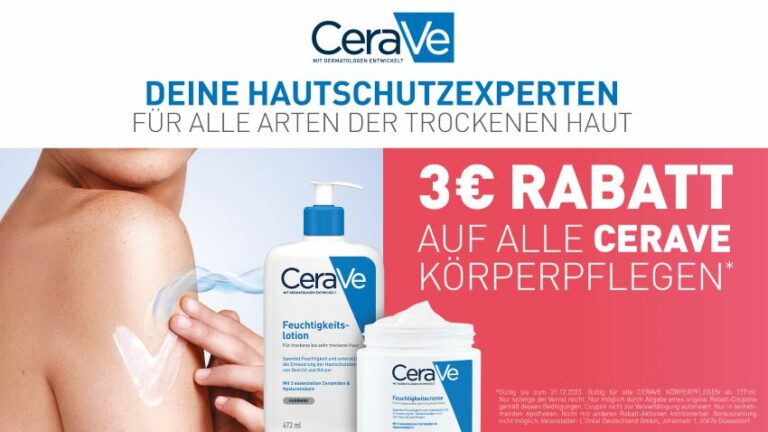 CERAVE 3€ Rabatt auf Körperpflegen (abgelaufen)