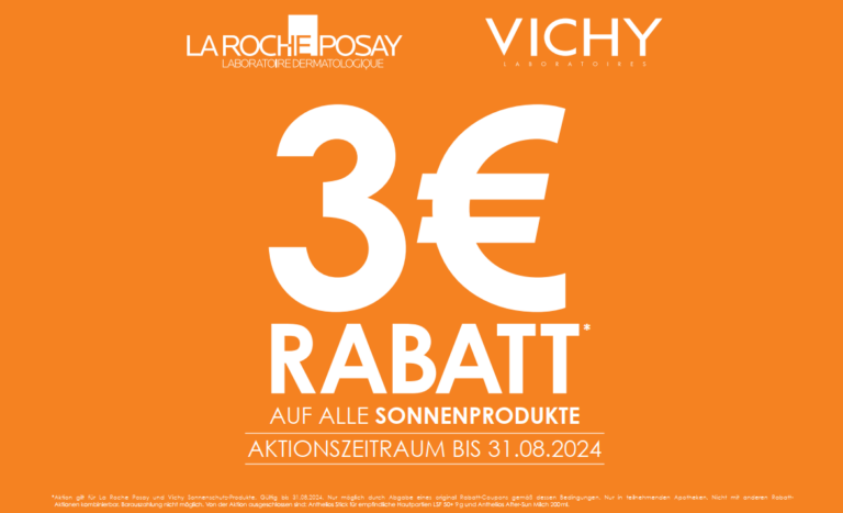 3€-Rabatt auf alle Sonnenprodukte der Marken La Roche Posay und Vichy